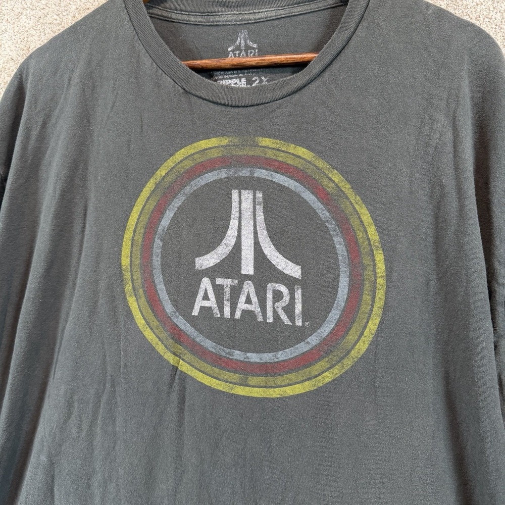 Atari Dark Gray Logo Short-Sleeve Sz 2X Tshirt Ripple Junction Retro 80s Gaming